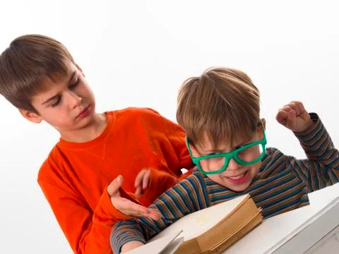 Brothers learning together Stock Photos