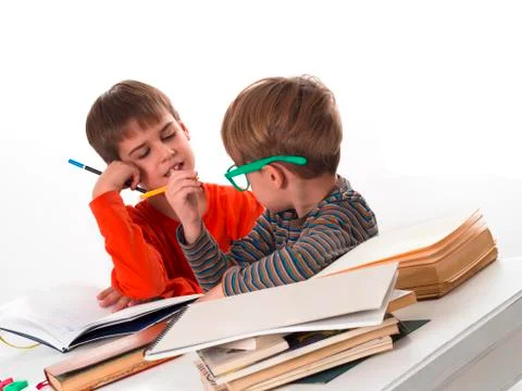 Brothers learning together Stock Photos