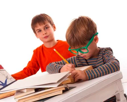Brothers learning together Stock Photos