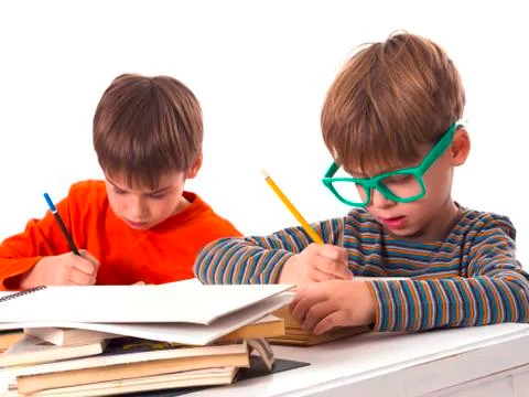 Brothers learning together Stock Photos