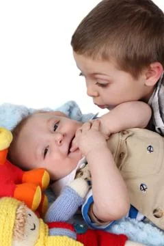 Brothers playing Stock-Fotos