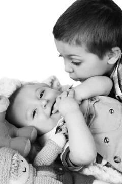 Brothers playing Stock Photos