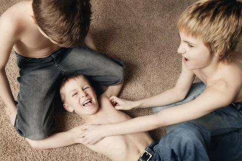 Brothers Playing Foto stock