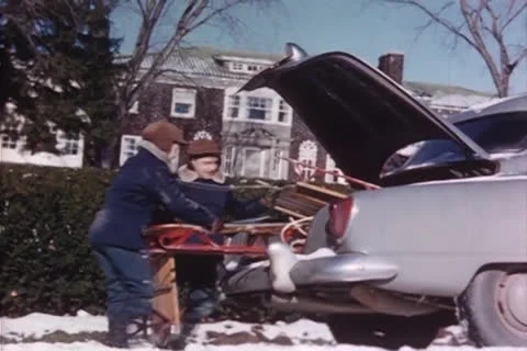 Brothers Sledding Stock Footage 24753858