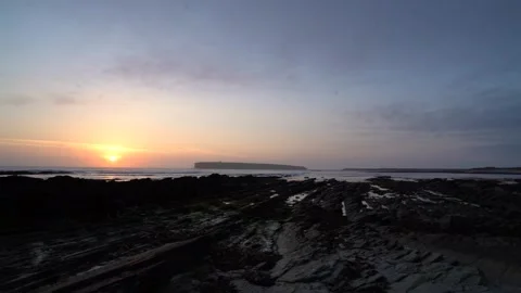 The Brough of Birsay during sunset in Orkney in 4k Video stock 301236811
