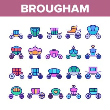 Brougham Collection Elements Icons Set Vector Stock Illustration