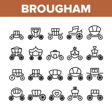 Brougham Collection Elements Icons Set Vector Stock Illustration