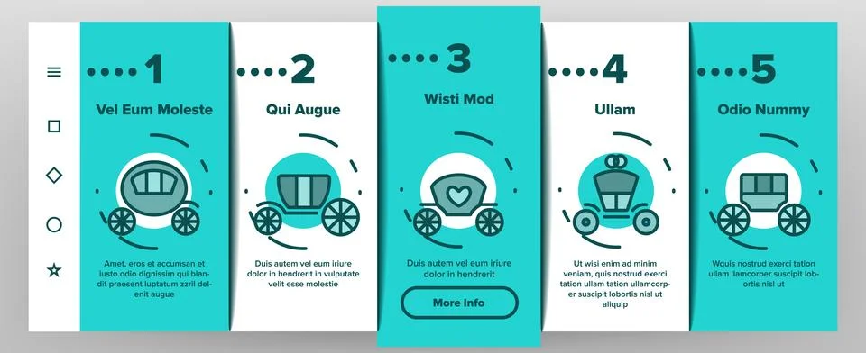 Brougham Onboarding Icons Set Vector Stock Illustration
