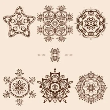 Broun Flower Pattern Pack Illustrazione stock