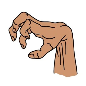 A broun hand on a white background with beige contour lines is isolated on a Stock Illustration
