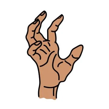 A broun hand on a white background with beige contour lines is isolated on a Stock Illustration