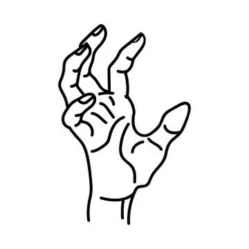 A broun hand on a white background with beige contour lines is isolated on a Stock Illustration