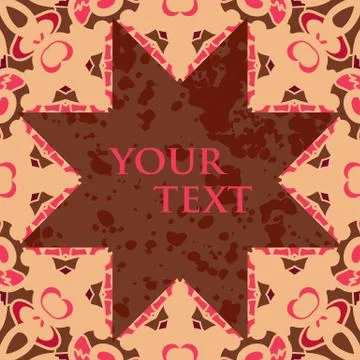 Broun star shaped blank frame for text, oriental design 스톡 일러스트