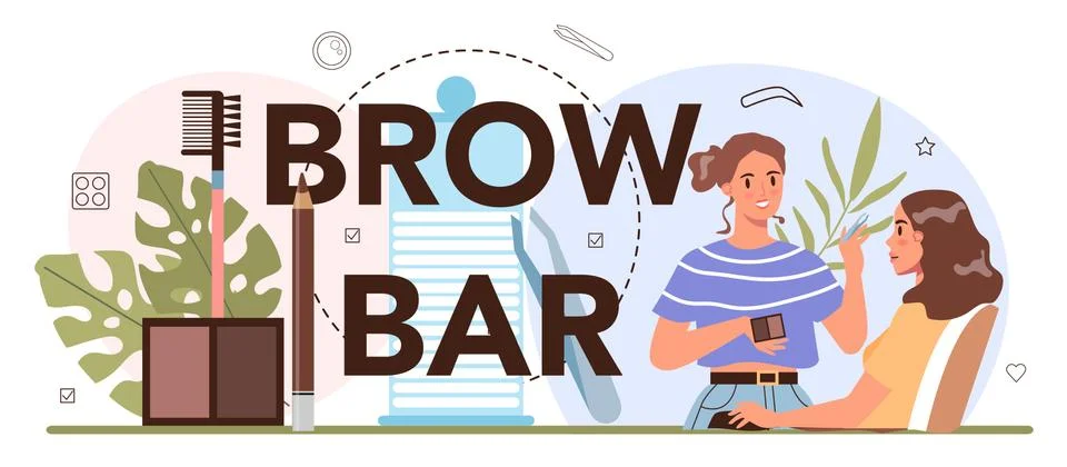 Brow bar typographic header. Master making perfect eyebrows. Stock Illustration
