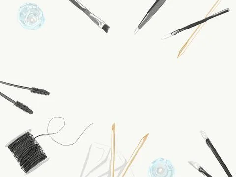 Brow beauty flat lay Stock Illustration