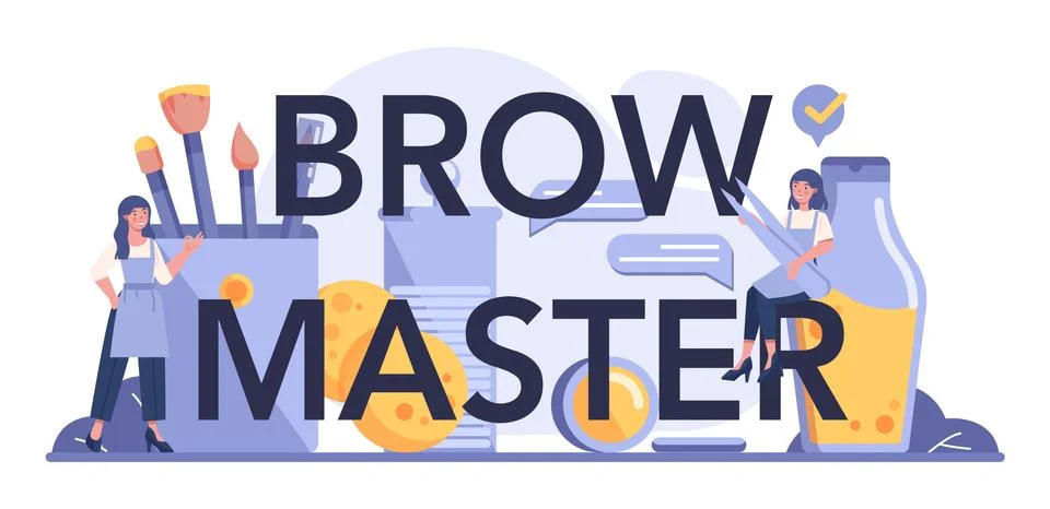 Brow master typographic header. Master making perfect brow. Stock Illustration