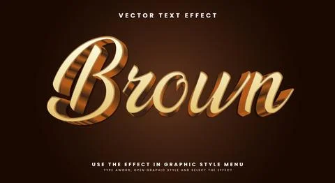Brown 3d editable text effect Template Stock Illustration