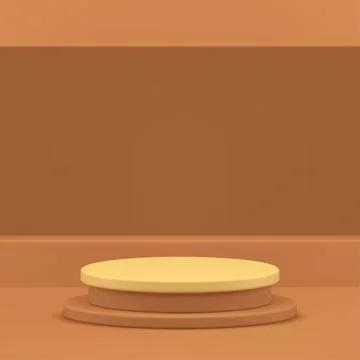 Brown 3d podium pedestal with rectangle hole wall background realistic vect.. Illustrazione stock