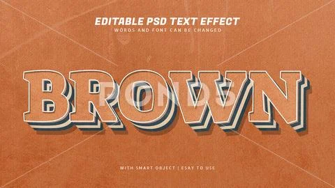 Brown 3d retro style text effect PSD Template