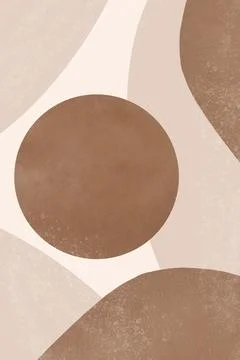 Brown abstract art background. Brown shapes with watercolour texture on beige Stock Illustration