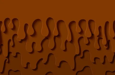 Brown abstract background in paper cut style. Layers of melted chocolate flow Stock Illustration