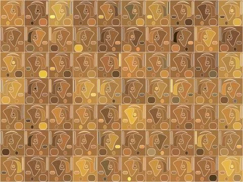 Brown abstract background with stylized parrots Stock Illustration