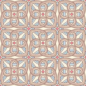 Brown abstract pattern and pink circles Illustrazione stock