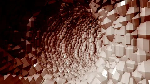 Brown Abstract Polygon Tunnel Stock Footage 71574382