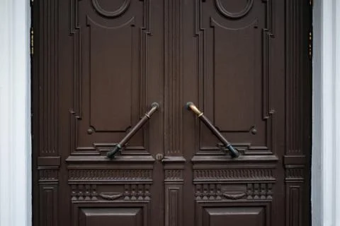 Brown aged solid door Stock Photos