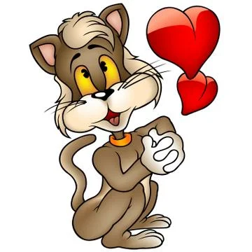 Brown Amorous Kitten Stock Illustration