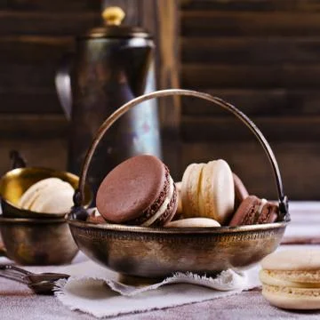 Brown and beige macaroon Stock Photos