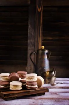Brown and beige macaroon Stock Photos