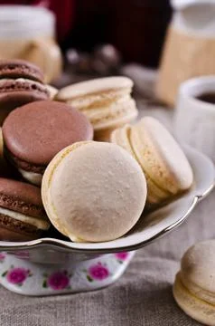 Brown and beige macaroon Stock Photos