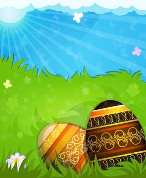 Brown and beige painted Easter eggs Stock Illustration