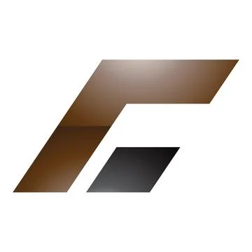 Brown and Black Glossy Rectangular Italic Letter C Icon Stock Illustration