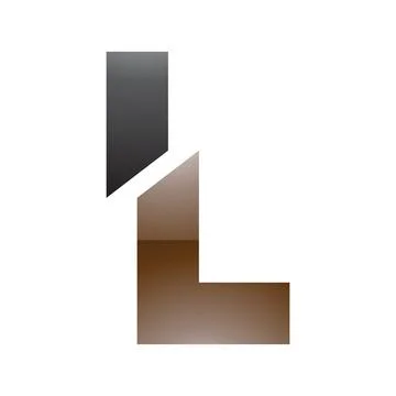 Brown and Black Glossy Split Shaped Letter L Icon Stock Illustration