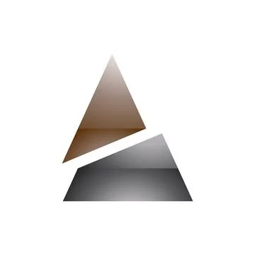 Brown and Black Glossy Split Triangle Shaped Letter A Icon Illustrazione stock
