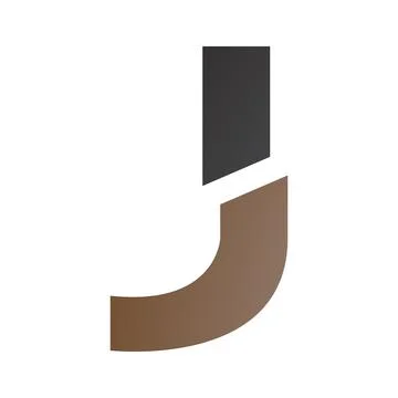 Brown and Black Split Shaped Letter J Icon Stock Illustration