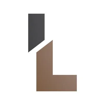 Brown and Black Split Shaped Letter L Icon Stock Illustration