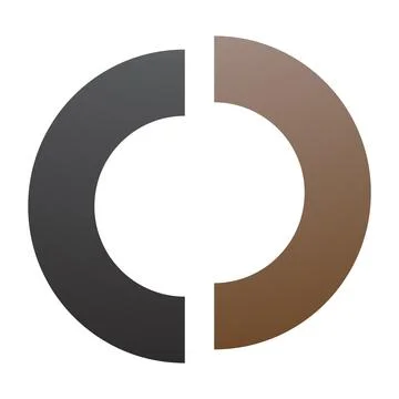Brown and Black Split Shaped Letter O Icon Illustrazione stock
