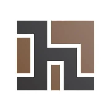 Brown and Black Square Shaped Letter H Icon Stock Illustration