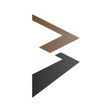 Brown and Black Zigzag Shaped Letter B Icon Stock Illustration