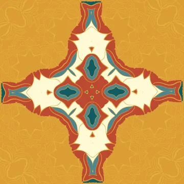 Brown and Blue Vector Seamless Mandala. Decor for your design, lace ornamen.. イラスト素材