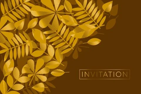 Brown and gold leaves pattern vector illustration Stock Illustration