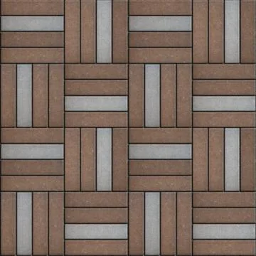 Brown and Gray Pavement Rectangle Laid in Form of Weaving Stock Illustration