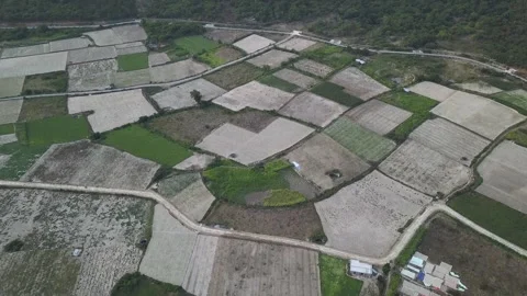Brown and grey fields by small roads near local village in Khanh Hoa Vietnam Stock Footage 157247046