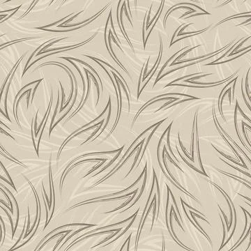 Brown and light lines on a beige background seamless vector pattern. Flow or Stock Illustration