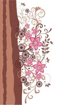 Brown and pink floral border Stock Illustration