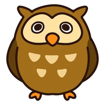 Brown and simple round owl Stock Illustration