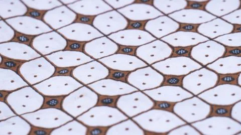 Brown And White Batik Pattern Fabric Background 写真素材